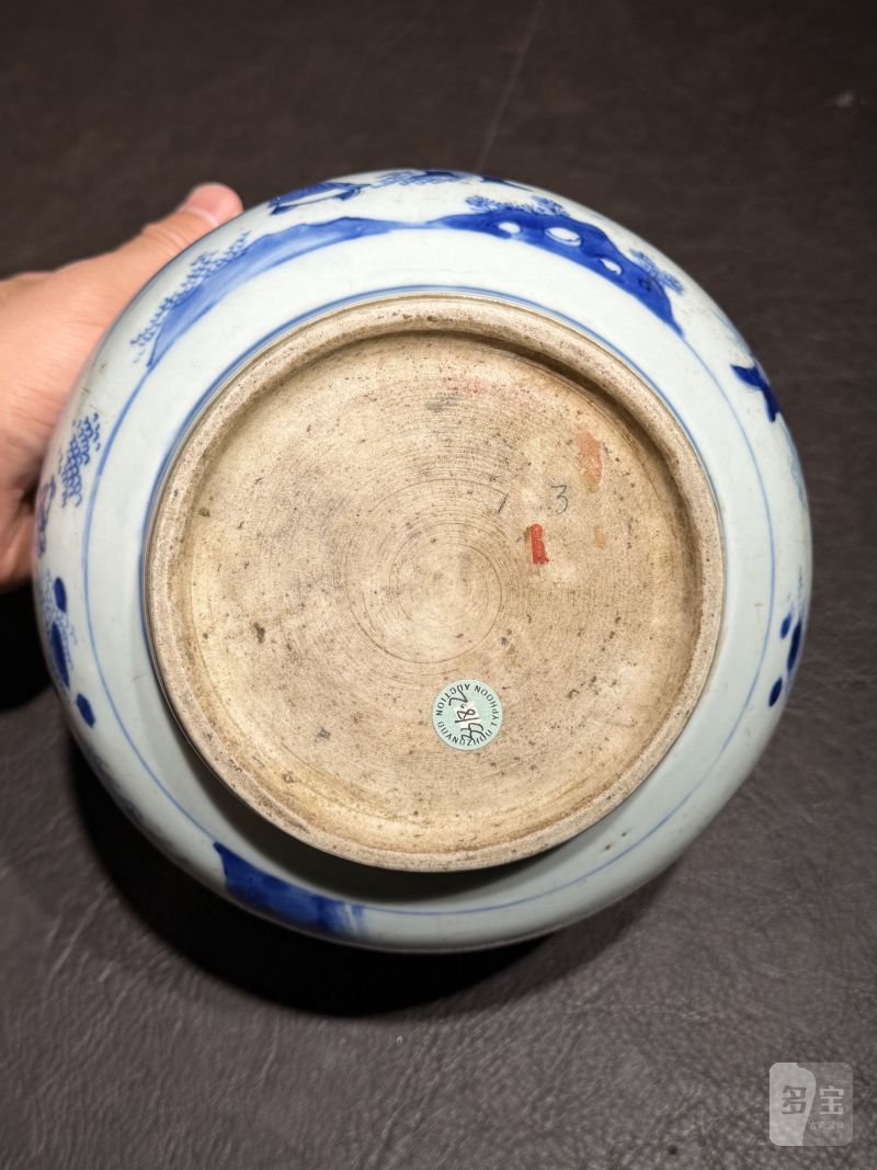 明崇祯 青花“丙吉问牛”人物图钵式炉 - 图11
